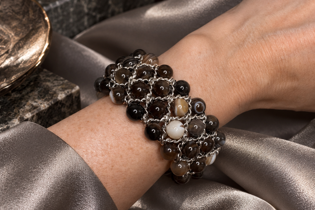 Aura Bracelet - Banded brown agate