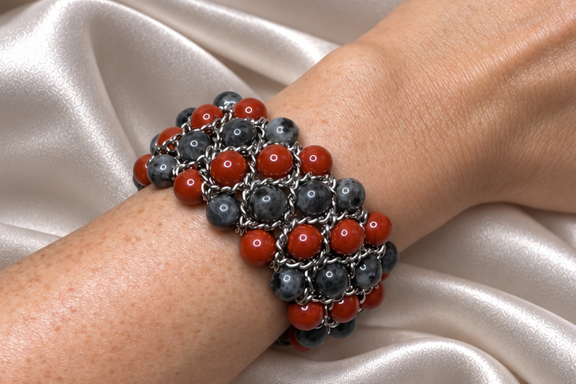 Aura Bracelet - Red Jasper and Lavakite