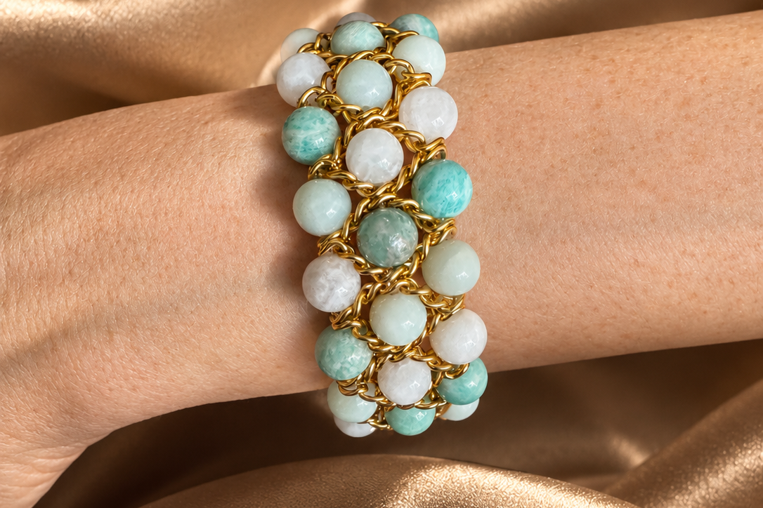 Bracelet Aura - Amazonite et Pierre de lune