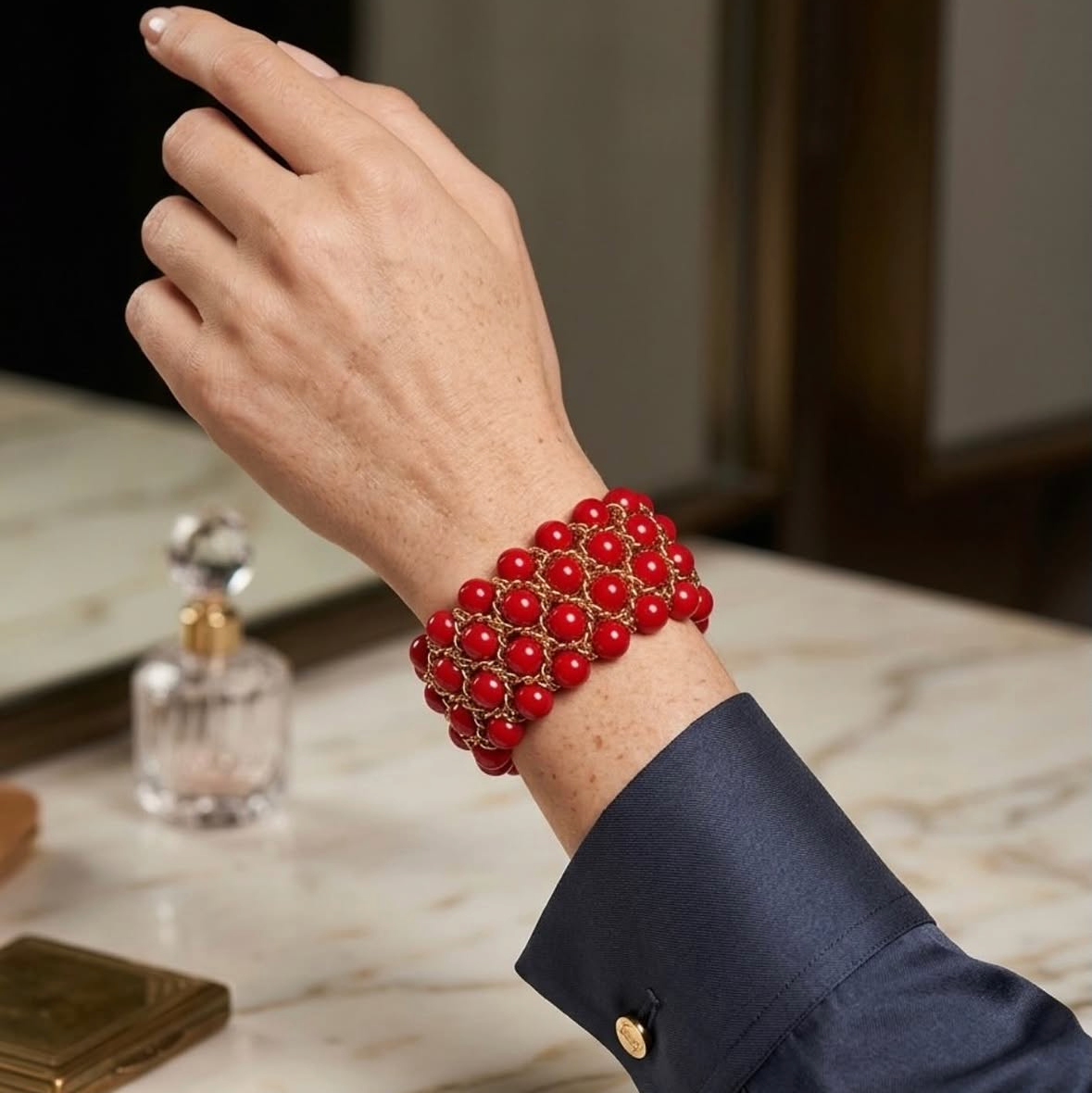 Aura Bracelet - Coral Red Agate
