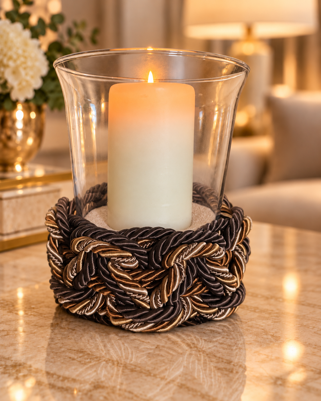 Photophore marron foncé, marron multicolore, marron chaud