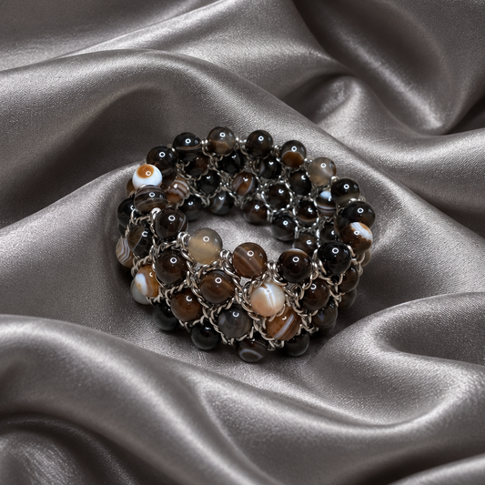 Bracelet Aura - Agate marron rubanée