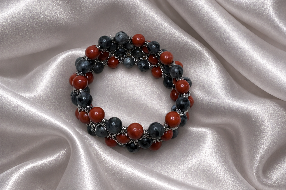 Aura Bracelet - Red Jasper and Lavakite