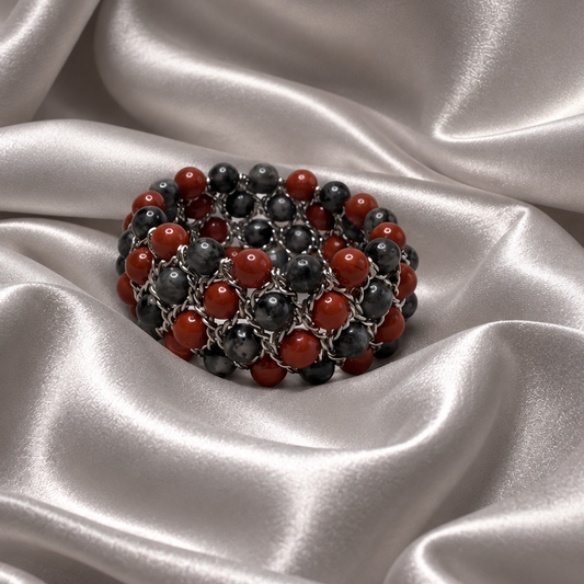 Bracelet Aura - Jaspe rouge et Lavakite