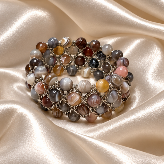 Bracelet Aura - Agate du Botswana grise