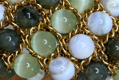 Bracelet Aura - Nacre veinée, Sélénite verte et Jade