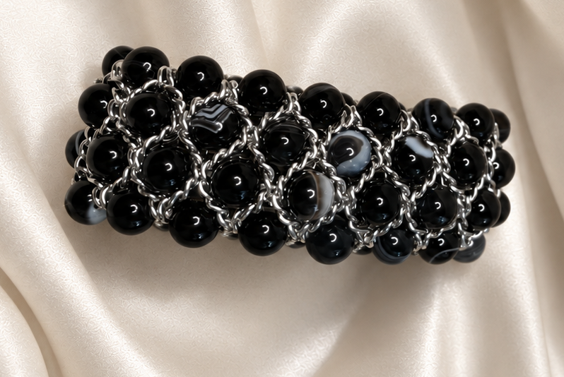 Aura Bracelet - Banded Black Agate