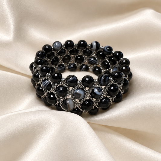 Bracelet Aura - Agate Noire rubanée
