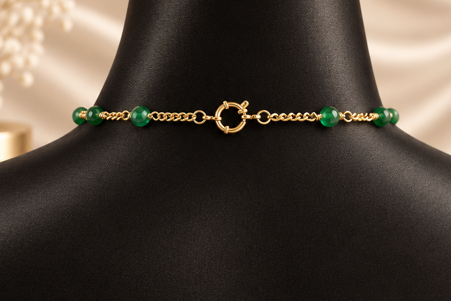 Sophia Necklace - Green Agate