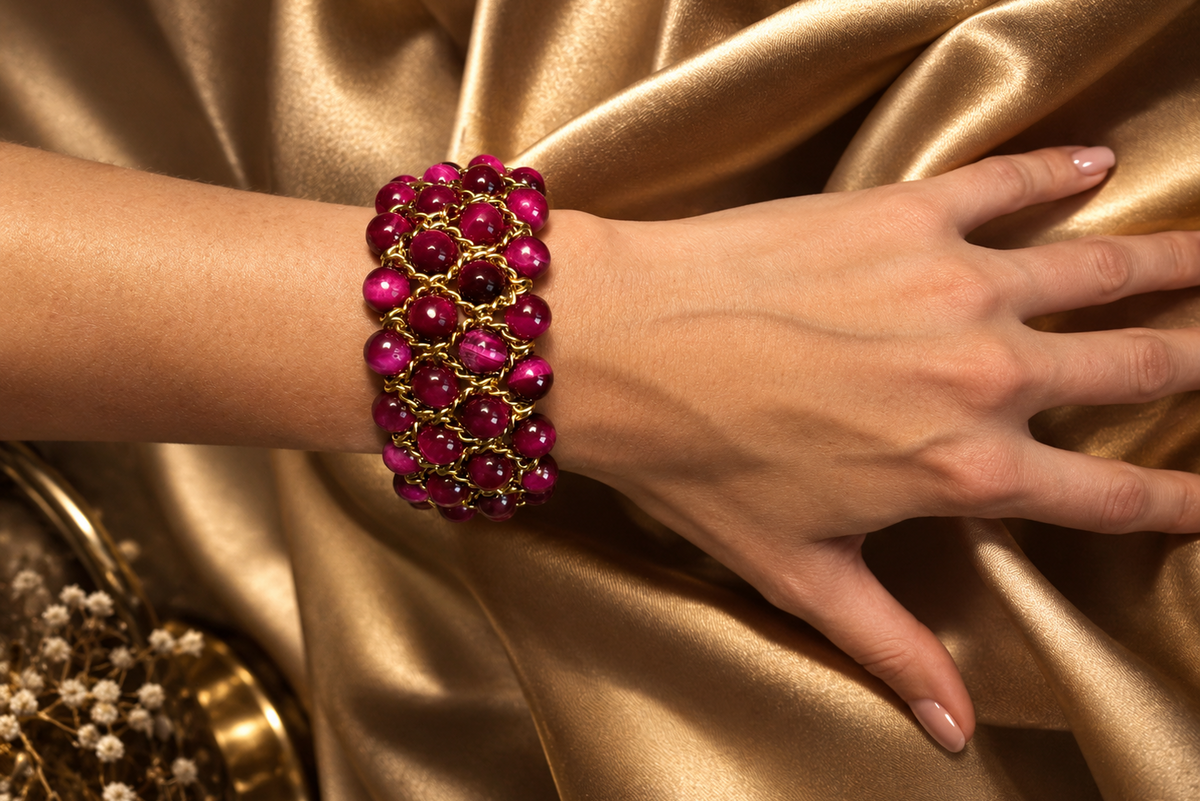 Bracelet Aura - Oeil de tigre rose