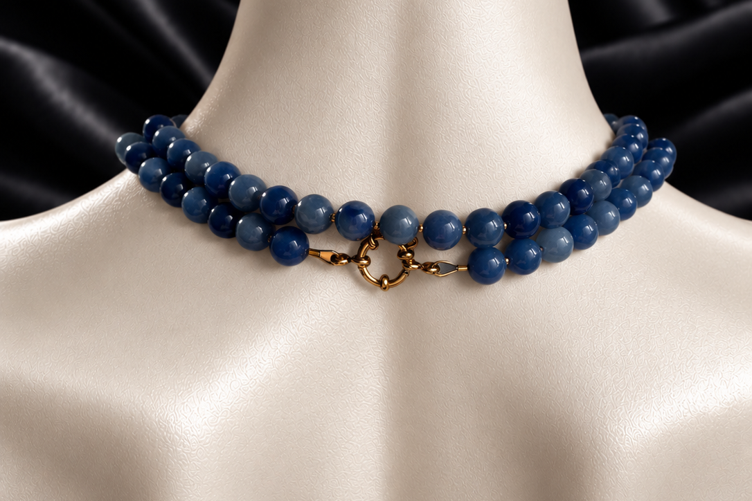 Yalin Long Necklace - Blue Aventurine