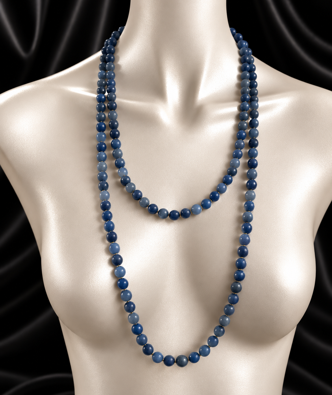 Yalin Long Necklace - Blue Aventurine