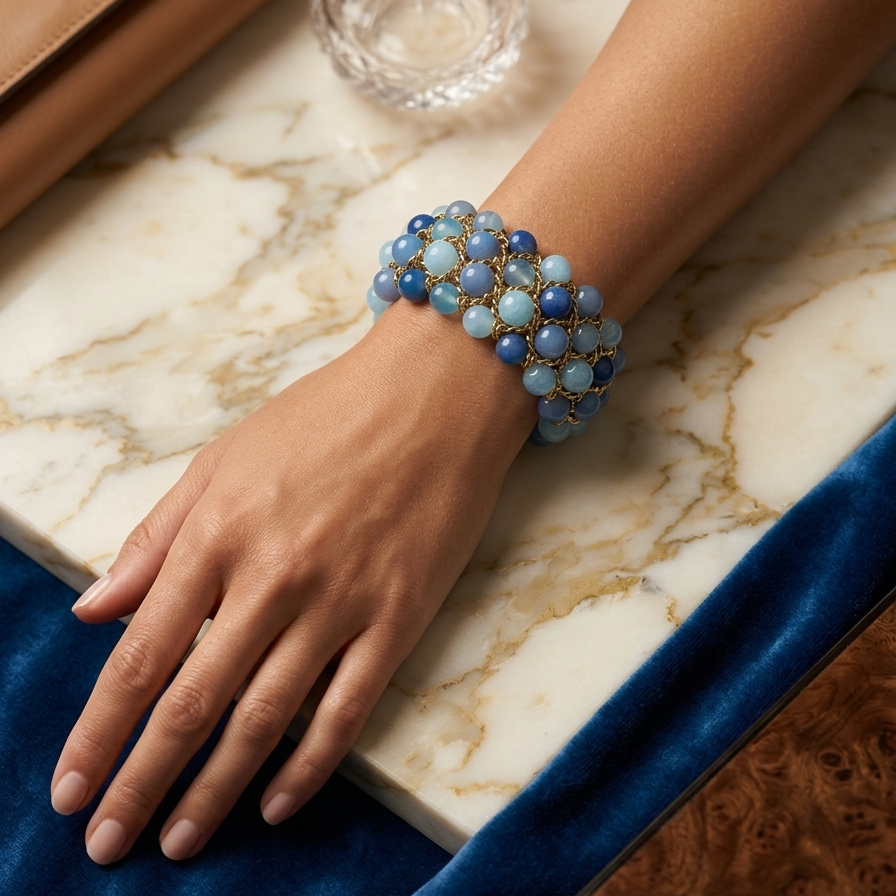 Bracelet Aura - Aigue-marine, Aventurine et Calcite