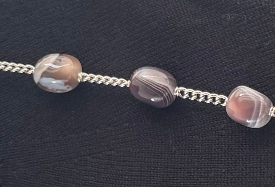 Sophia XL Necklace - Grey Botswana Agate