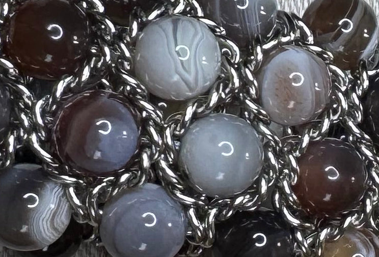 Bracelet Aura - Agate du Botswana grise