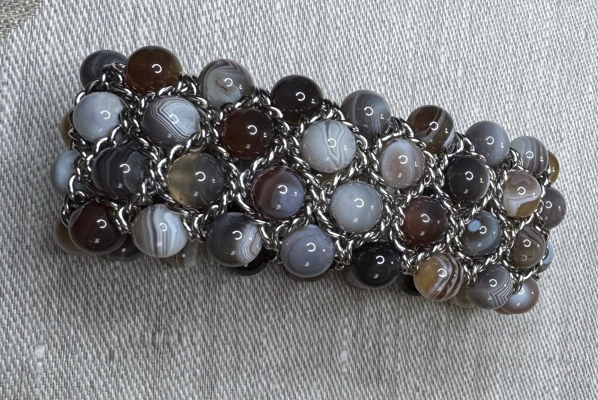 Bracelet Aura - Agate du Botswana grise
