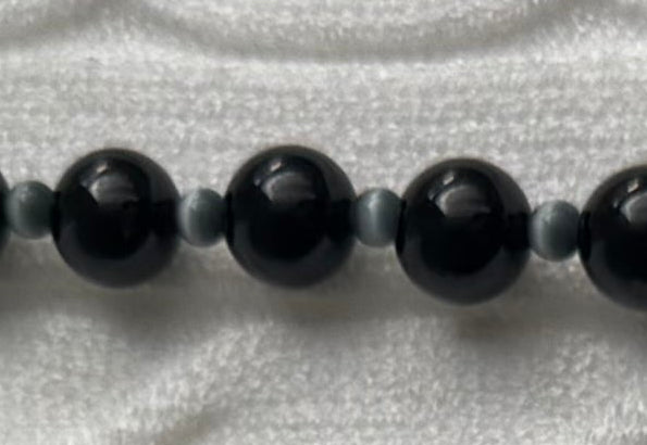 Yalin Necklace - Black Tourmaline and Grey Cat's Eye