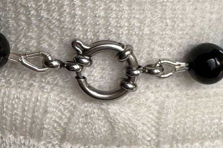 Yalin Necklace - Black Tourmaline and Grey Cat's Eye