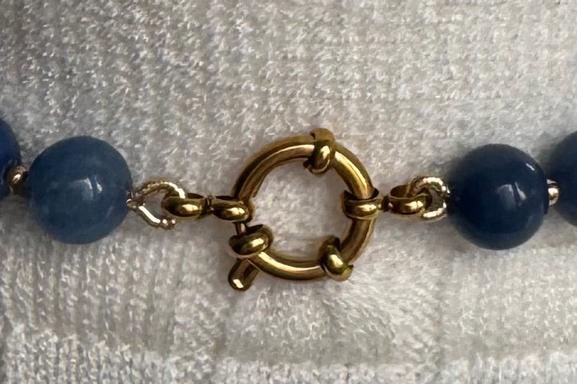 Yalin Necklace - Blue aventurine and small golden beads