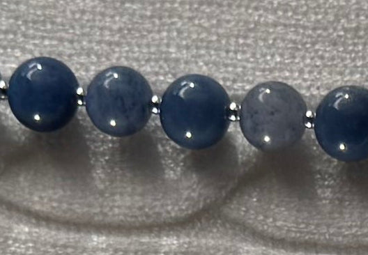 Yalin Necklace - Blue aventurine and small silver-tone beads