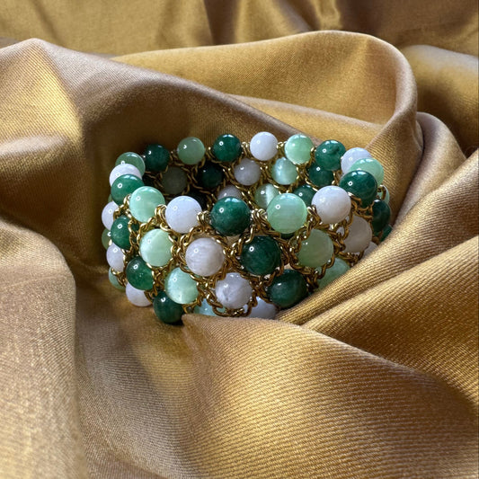 Bracelet Aura - Pierre de lune, Sélénite verte et Fuchsite