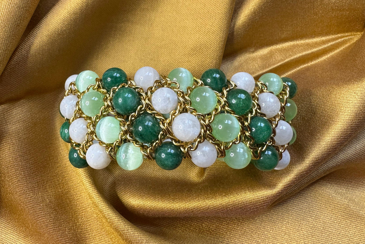 Aura Bracelet - Moonstone, Green Selenite and Fuchsite