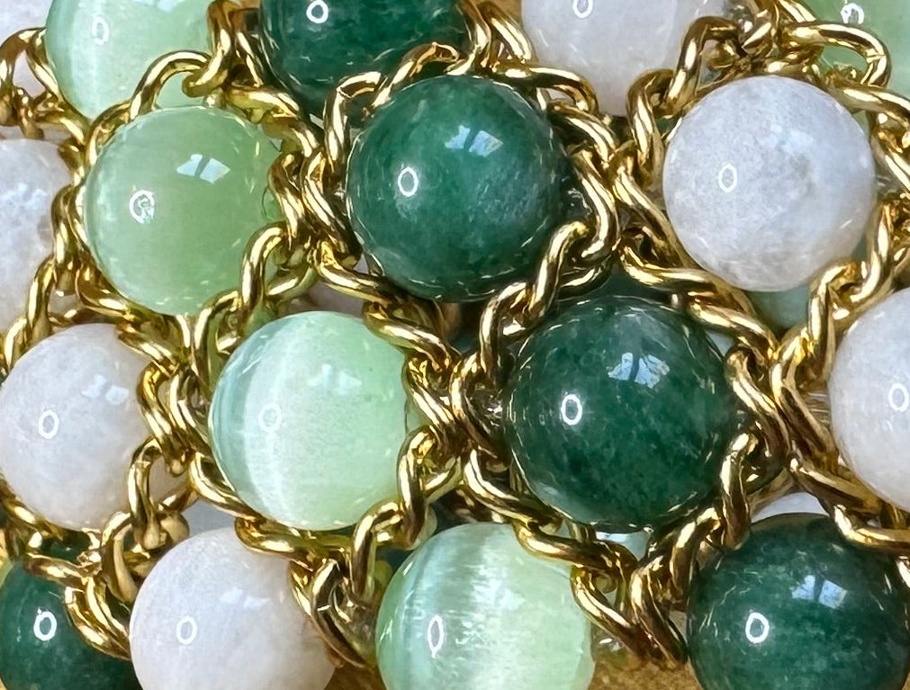 Aura Bracelet - Moonstone, Green Selenite and Fuchsite