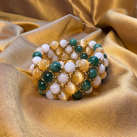 Bracelet Aura - Pierre de lune, Sélénite orange et Fuchsite