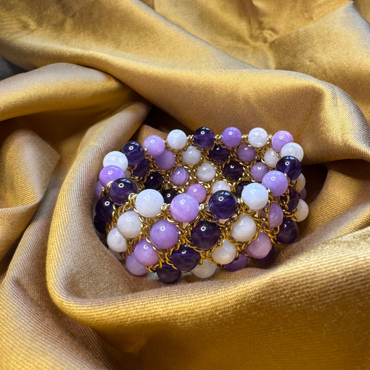 Aura Bracelet - Moonstone, Amethyst and lavender Calcite