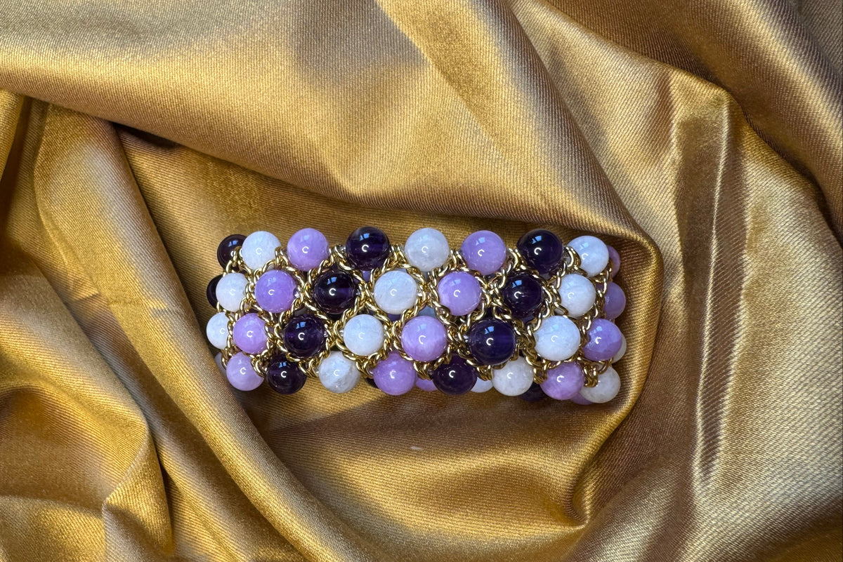 Aura Bracelet - Moonstone, Amethyst and lavender Calcite