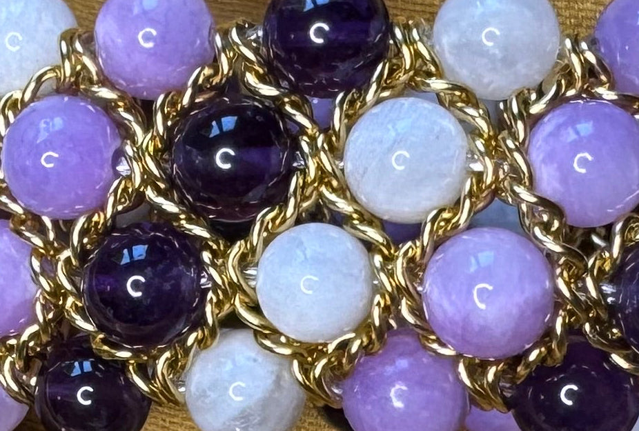 Aura Bracelet - Moonstone, Amethyst and lavender Calcite