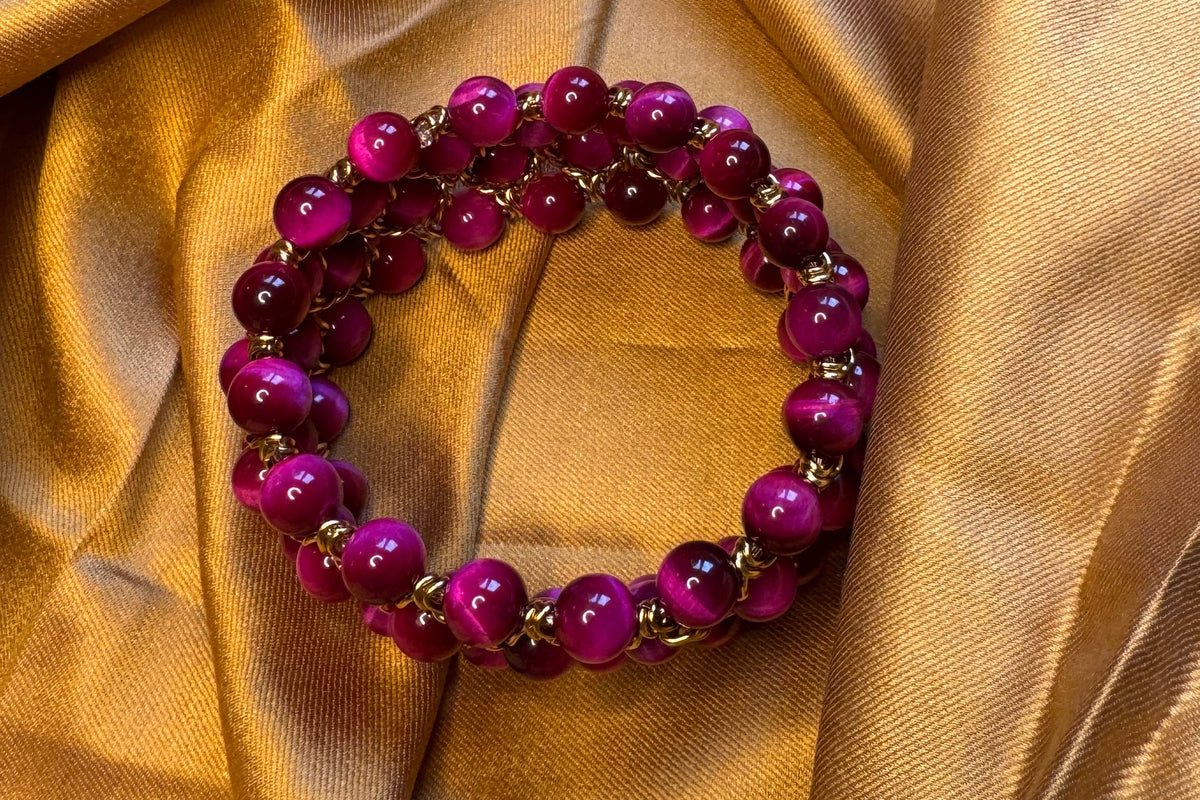Bracelet Aura - Oeil de tigre rose