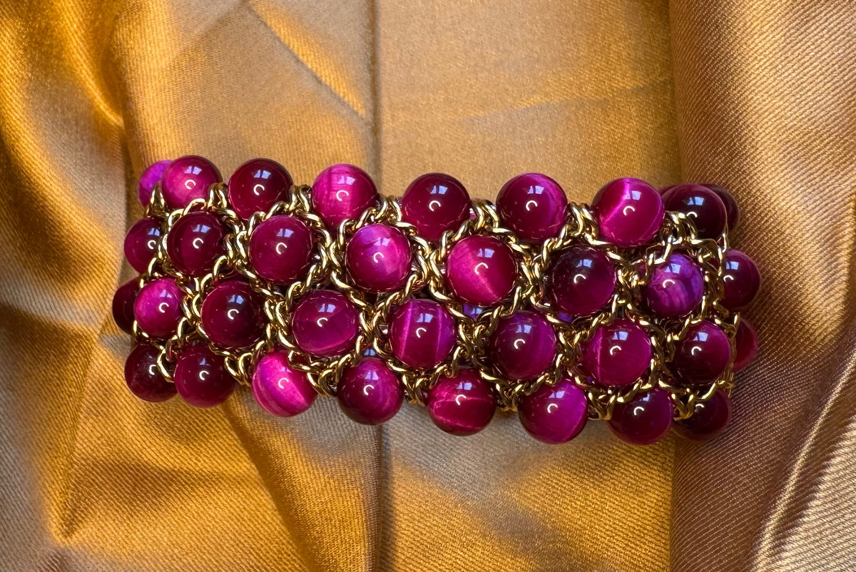 Bracelet Aura - Oeil de tigre rose