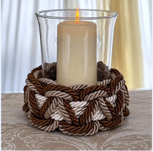 Photophore marron, beige, ivoire